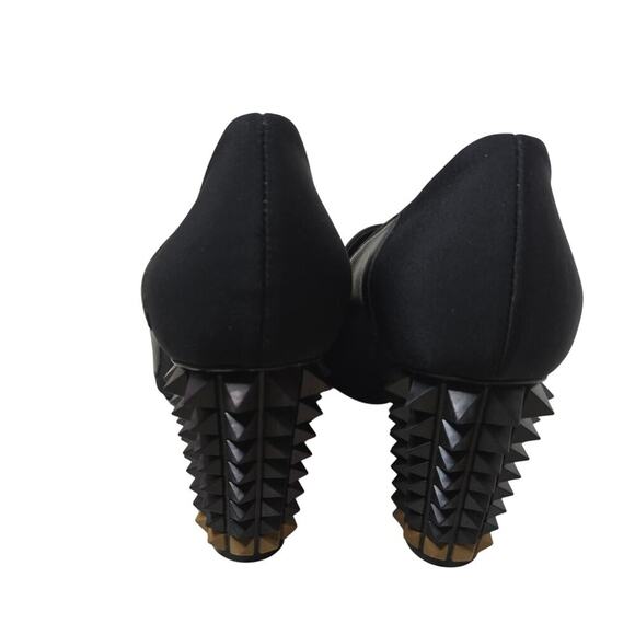 Fendi Black Leather and Neoprene Polifonia Court Studded Heel Pumps Size 36.5 - Picture 4 of 8